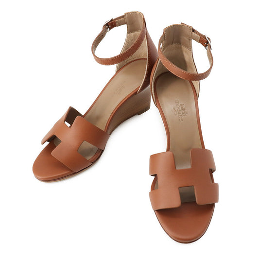 HERMES Legend Sandals Gold Calf Leather Size 35