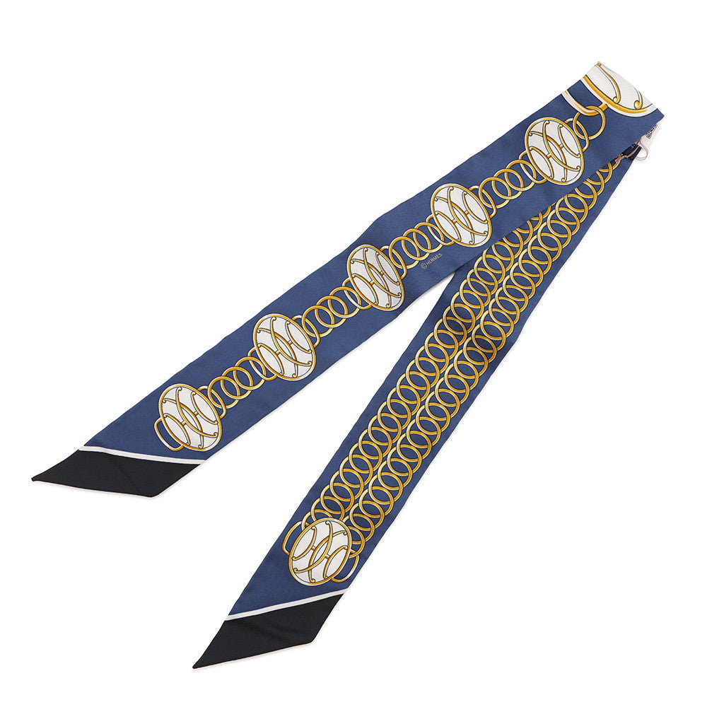 HERMES Twilly LIFT PROFIL Marine/Black/Gold Silk100%