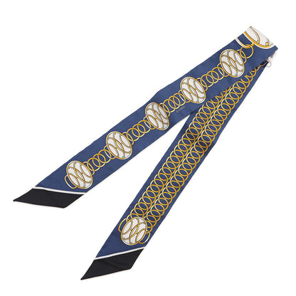 HERMES Twilly LIFT PROFIL Marine/Black/Gold Silk100%