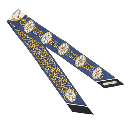 HERMES Twilly LIFT PROFIL Marine/Black/Gold Silk100%