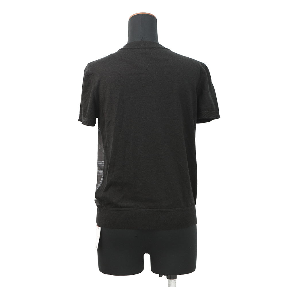 HERMES Palefroi Remix Twill Laine Short Sleeve Knit Size 36 Gris Charbon5H2802DL Silk100% Cashmere48% Silk48% Nylon3% Polyurethane1%