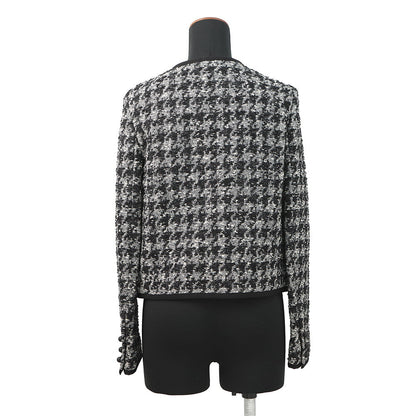 Dior Cropped Houndstooth Collarless Jacket Size 36 Black/White421V58A7796 Cotton54% Acryl27% Nylon19%