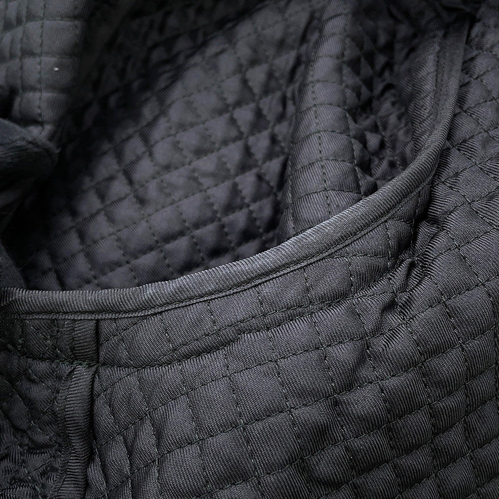 HERMES Do Re Boucles Quilted Collarless Jacket Size 38 Black3H0202D4 Silk100%