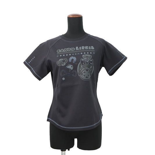 HERMES Micro T-Shirt "Cartouche" Candy Libris Size 38 Blue・NoirH5H4630DC Cotton100%