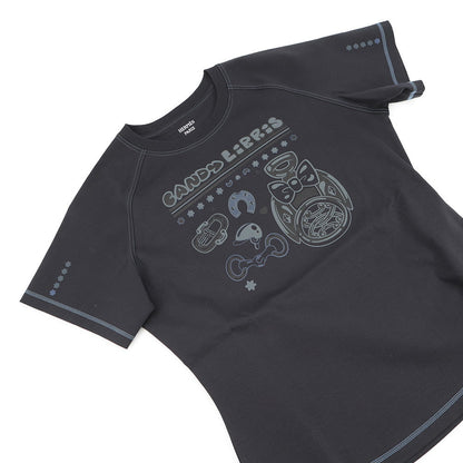 HERMES Micro T-Shirt "Cartouche" Candy Libris Size 38 Blue・NoirH5H4630DC Cotton100%