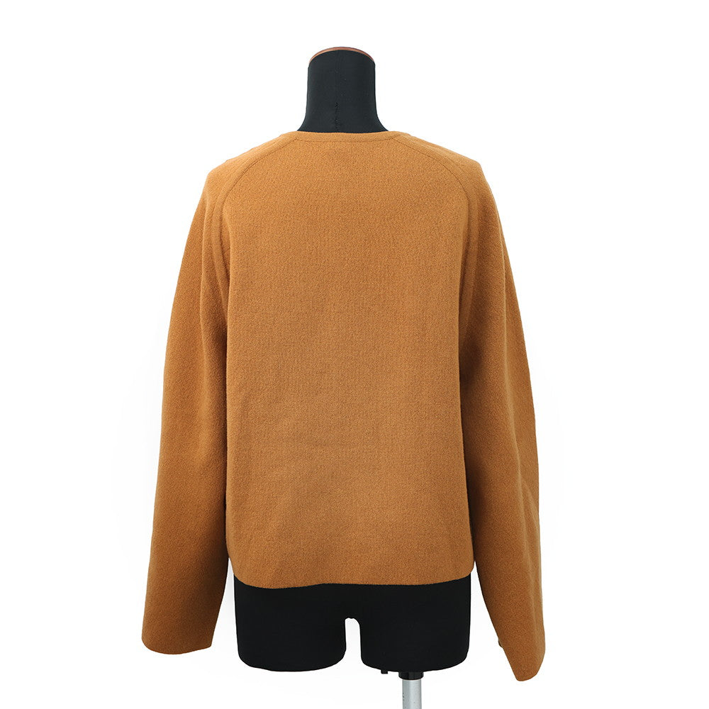 HERMES HenBiais H Ambie Reversible Knit Short Collarless Jacket Size 34 Brown Cashmere63% Cotton35% Nylon2%