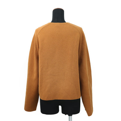 HERMES HenBiais H Ambie Reversible Knit Short Collarless Jacket Size 34 Brown Cashmere63% Cotton35% Nylon2%