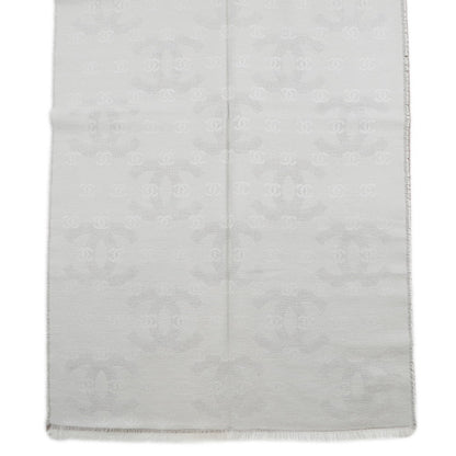 CHANEL CC Logo Stole Greige Silk100%