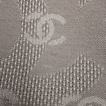 CHANEL CC Logo Stole Greige Silk100%