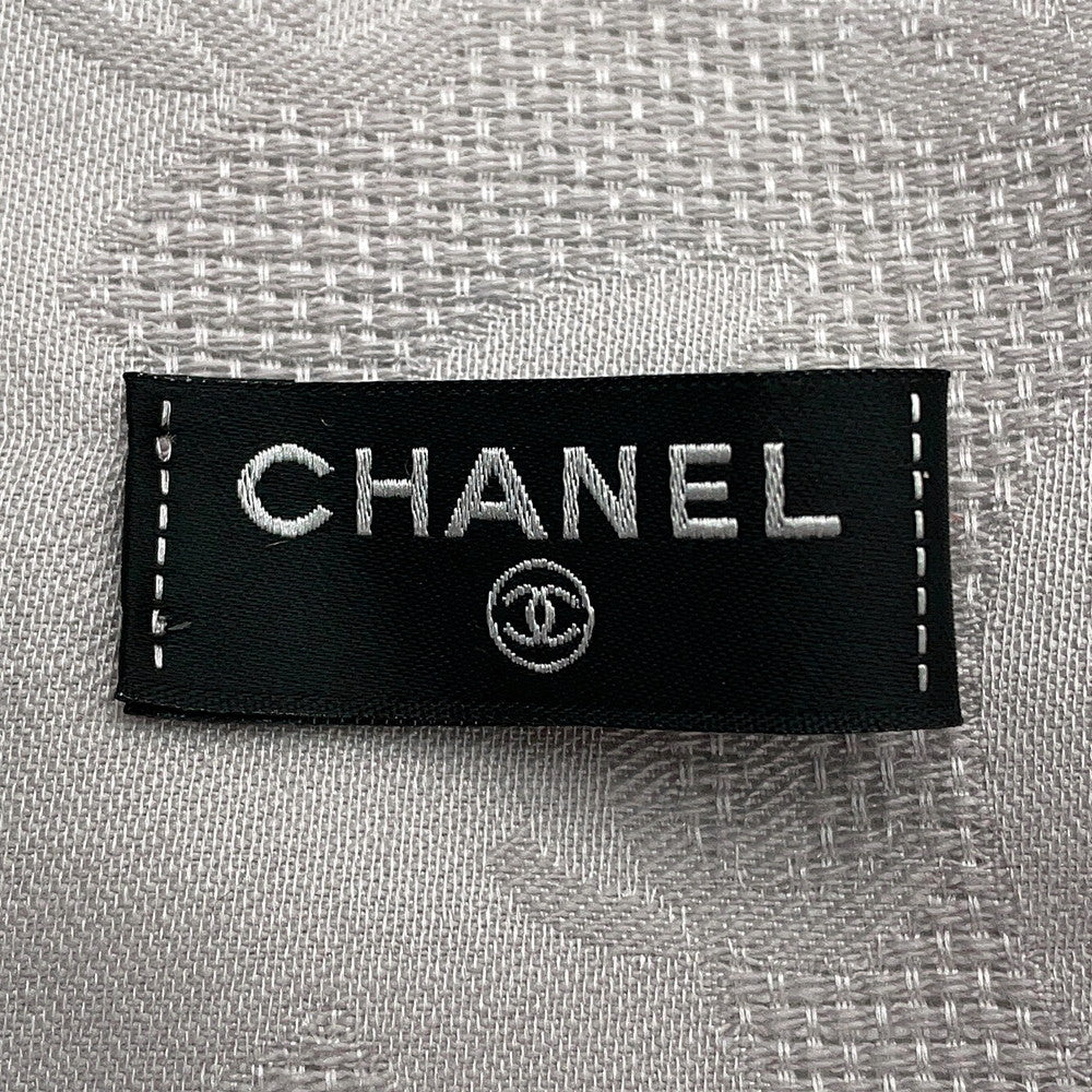 CHANEL CC Logo Stole Greige Silk100%