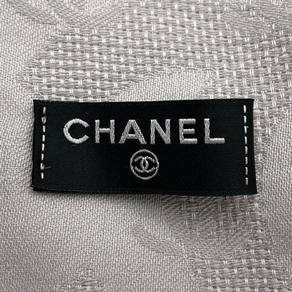 CHANEL CC Logo Stole Greige Silk100%