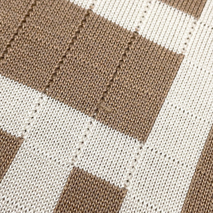 HERMES Mosaique motif sleeveless knit dress Size 38 Beige/White4E2536DJ Silk69% Cotton22% Nylon7% Polyurethane2%
