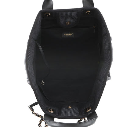 CHANEL Deauville shopping bag Navy/BlackA93786 Raffia Leather Size GM
