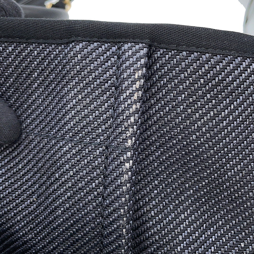 CHANEL Deauville shopping bag Navy/BlackA93786 Raffia Leather Size GM