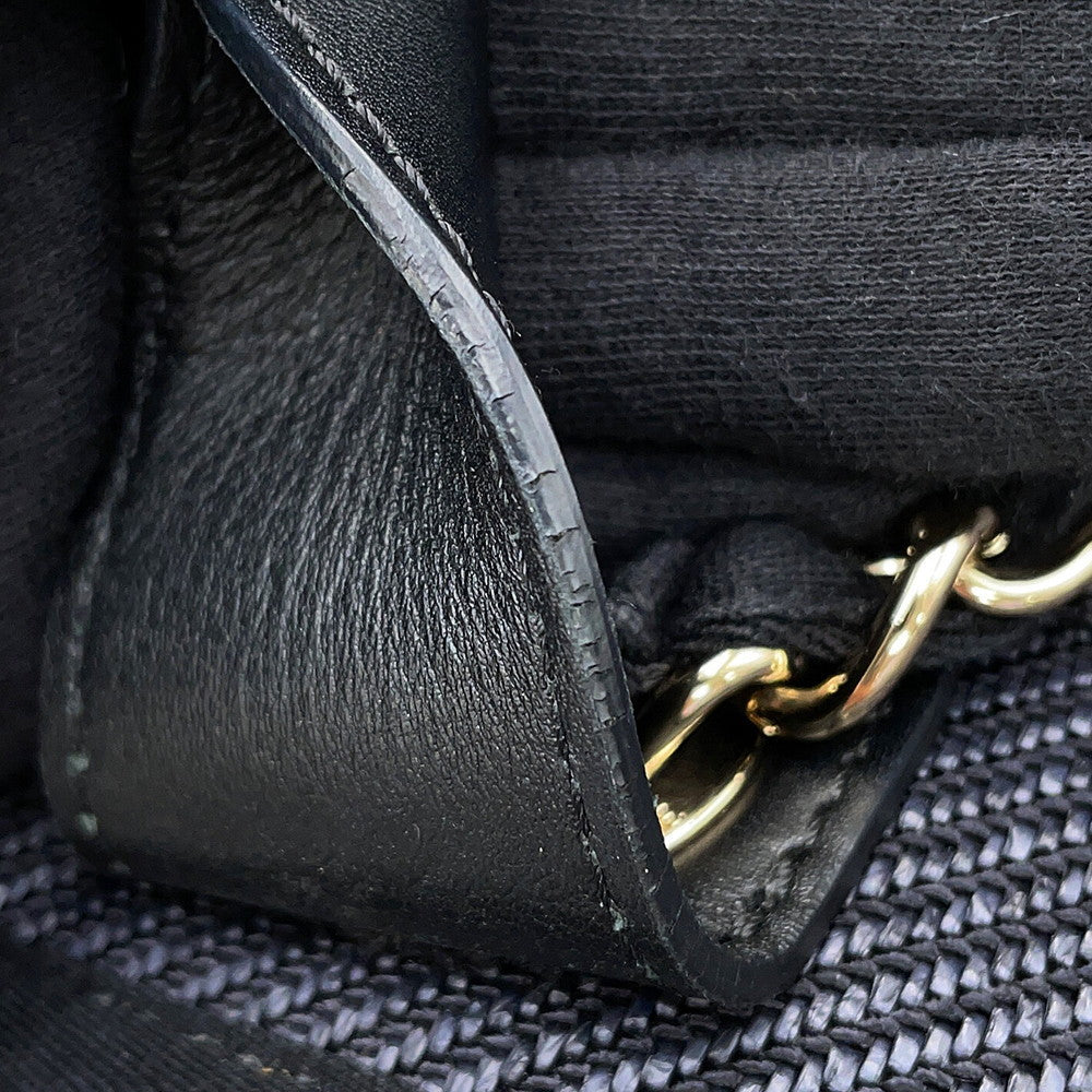 CHANEL Deauville shopping bag Navy/BlackA93786 Raffia Leather Size GM