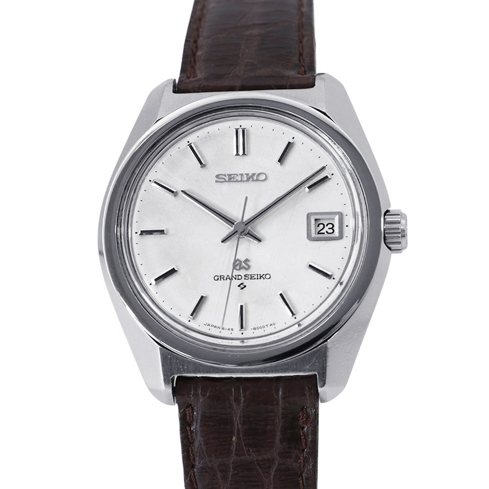 SEIKO Grand Seiko Hi-Beat Date W36mm Stainless Steel Leather Silver Dial6145-8000