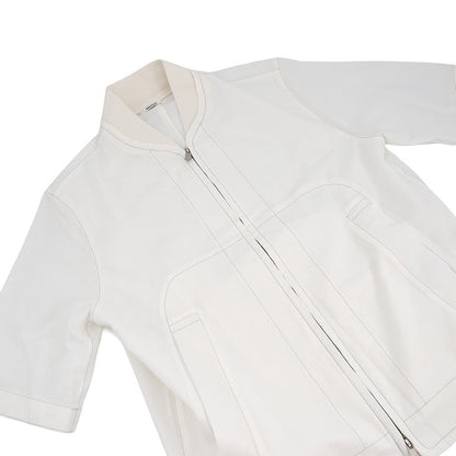 HERMES Zip-up short-sleeved overshirt Size Chronomat 44 White Cotton100%
