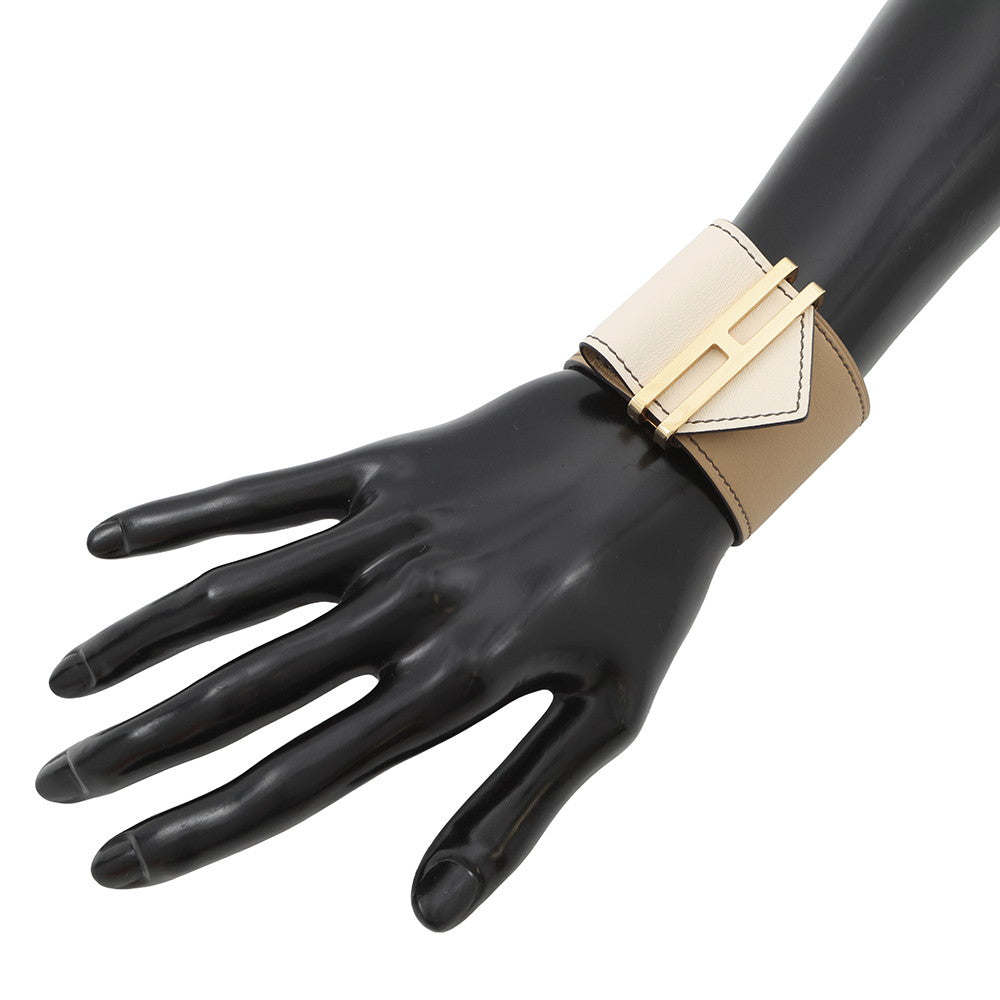 HERMES Elan Bracelet Size T2 Chai/Nata Swift Leather