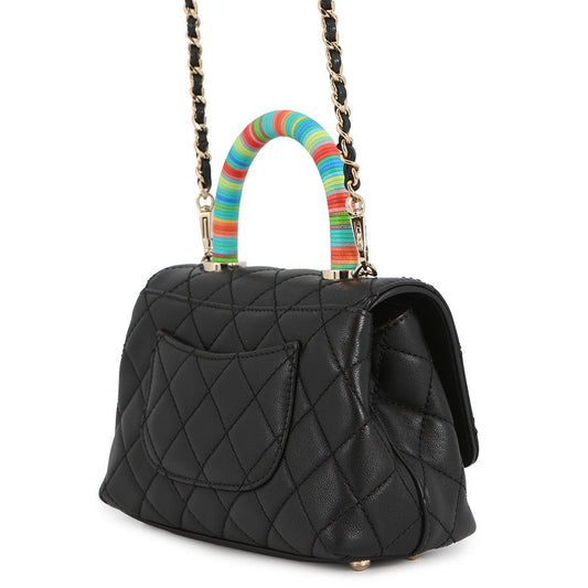 CHANEL Coco Handle 2WAYHandbag BlackAS2215 Leather Size XXS