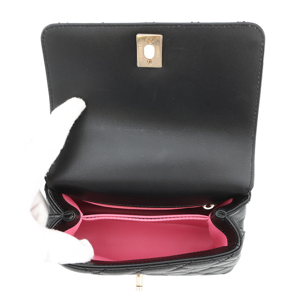 CHANEL Coco Handle 2WAYHandbag BlackAS2215 Leather Size XXS