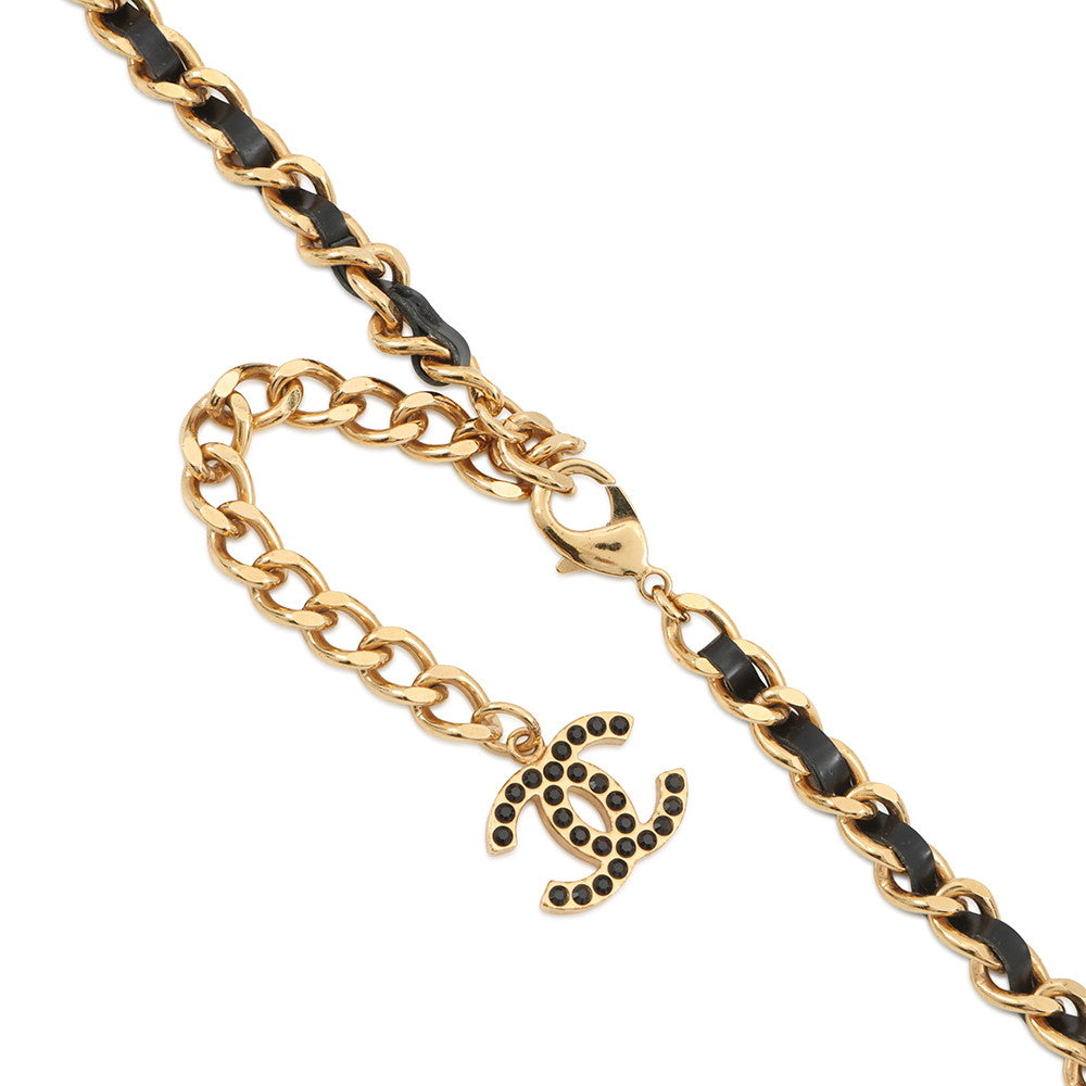 CHANEL CC Logo Key Motif Necklace Metal Leather