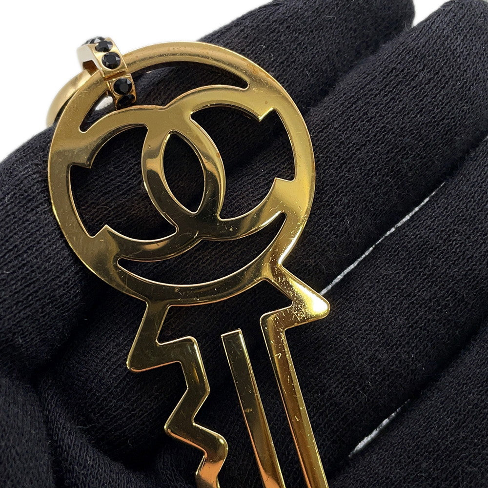 CHANEL CC Logo Key Motif Necklace Metal Leather