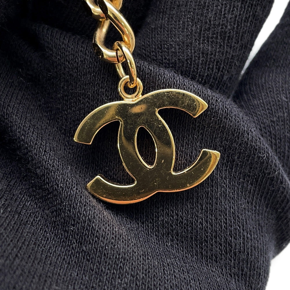 CHANEL CC Logo Key Motif Necklace Metal Leather