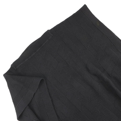 HERMES H Pattern Rectangular Cape Poncho Size 34 Black4E2904D3 Wool 100%