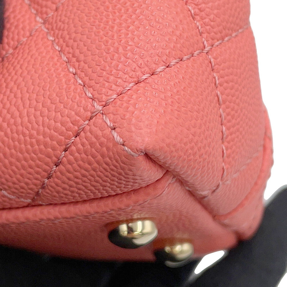 CHANEL Coco Handle 2WAYHandbag CoralPinkAS2215 Caviar Leather Size XXS