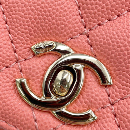 CHANEL Coco Handle 2WAYHandbag CoralPinkAS2215 Caviar Leather Size XXS