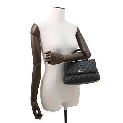 CHANEL Coco handle Dark Gray/BlackA92990 Lambskin beads Size Small