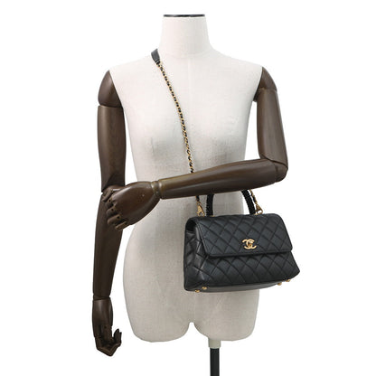 CHANEL Coco handle Dark Gray/BlackA92990 Lambskin beads Size Small