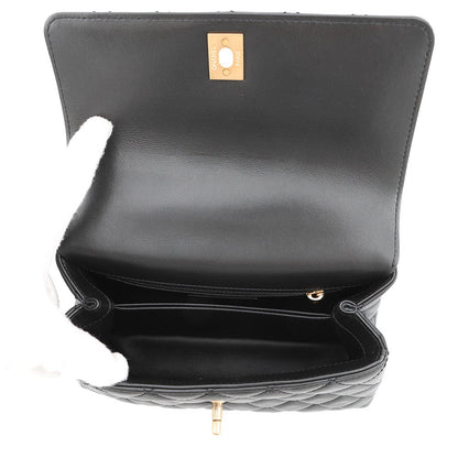 CHANEL Coco handle Dark Gray/BlackA92990 Lambskin beads Size Small