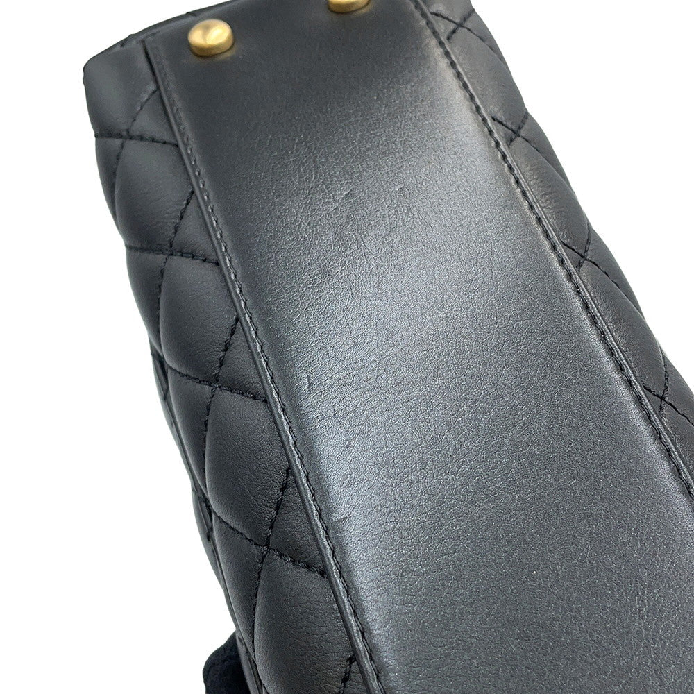 CHANEL Coco handle Dark Gray/BlackA92990 Lambskin beads Size Small