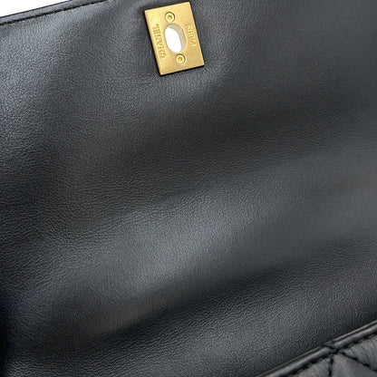 CHANEL Coco handle Dark Gray/BlackA92990 Lambskin beads Size Small