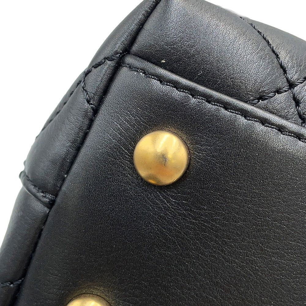 CHANEL Coco handle Dark Gray/BlackA92990 Lambskin beads Size Small