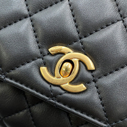 CHANEL Coco handle Dark Gray/BlackA92990 Lambskin beads Size Small