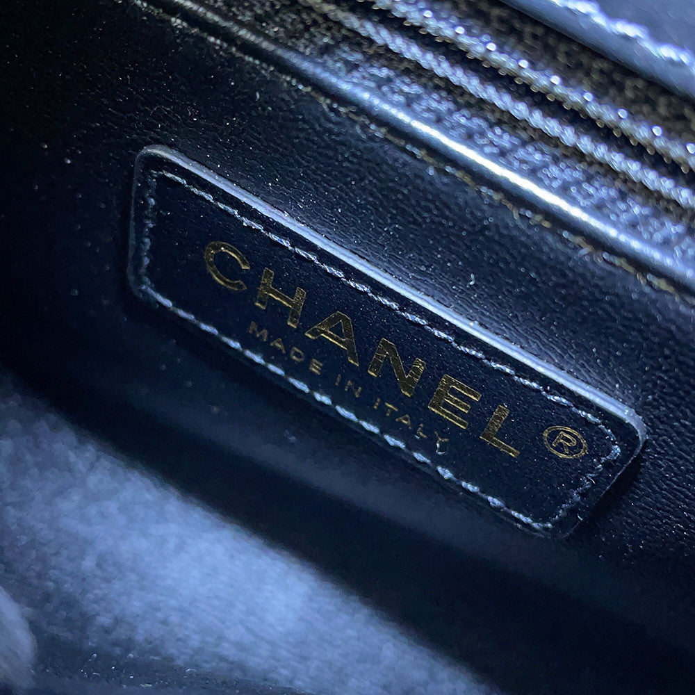 CHANEL Coco handle Dark Gray/BlackA92990 Lambskin beads Size Small