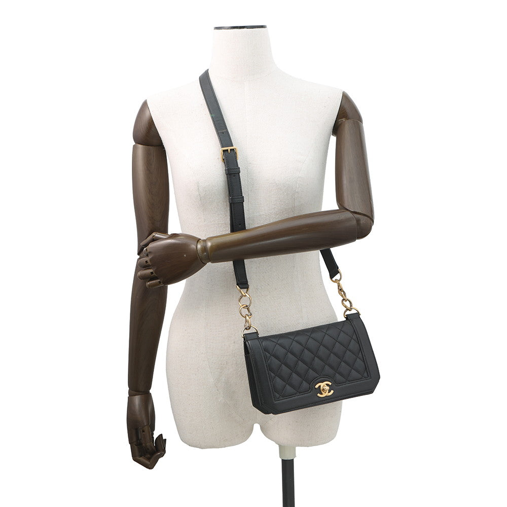 CHANEL Matelasse Classic Chain Wallet BlackA91576 Caviar Leather