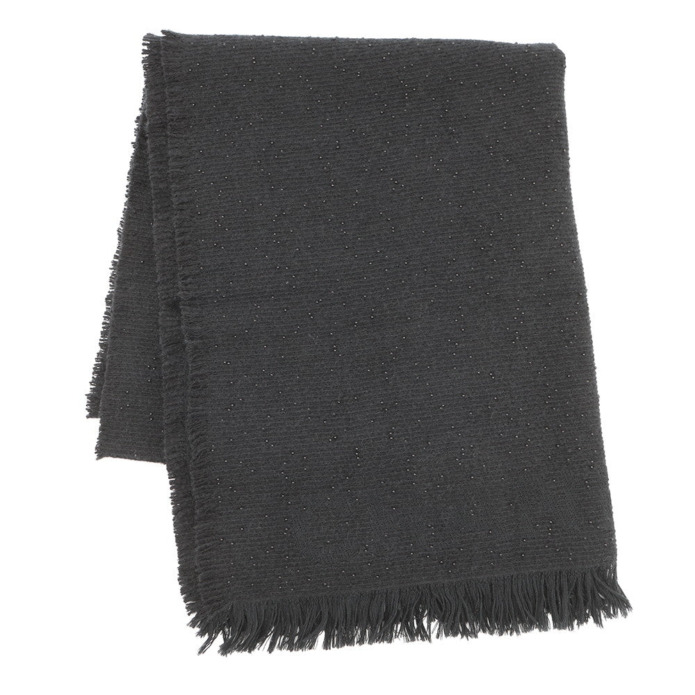 CHANEL Stole large format Black Cashmere 50% Wool 35% Silk 15%