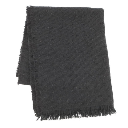 CHANEL Stole large format Black Cashmere 50% Wool 35% Silk 15%