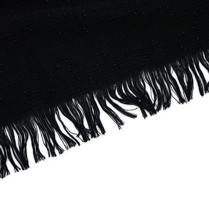 CHANEL Stole large format Black Cashmere 50% Wool 35% Silk 15%