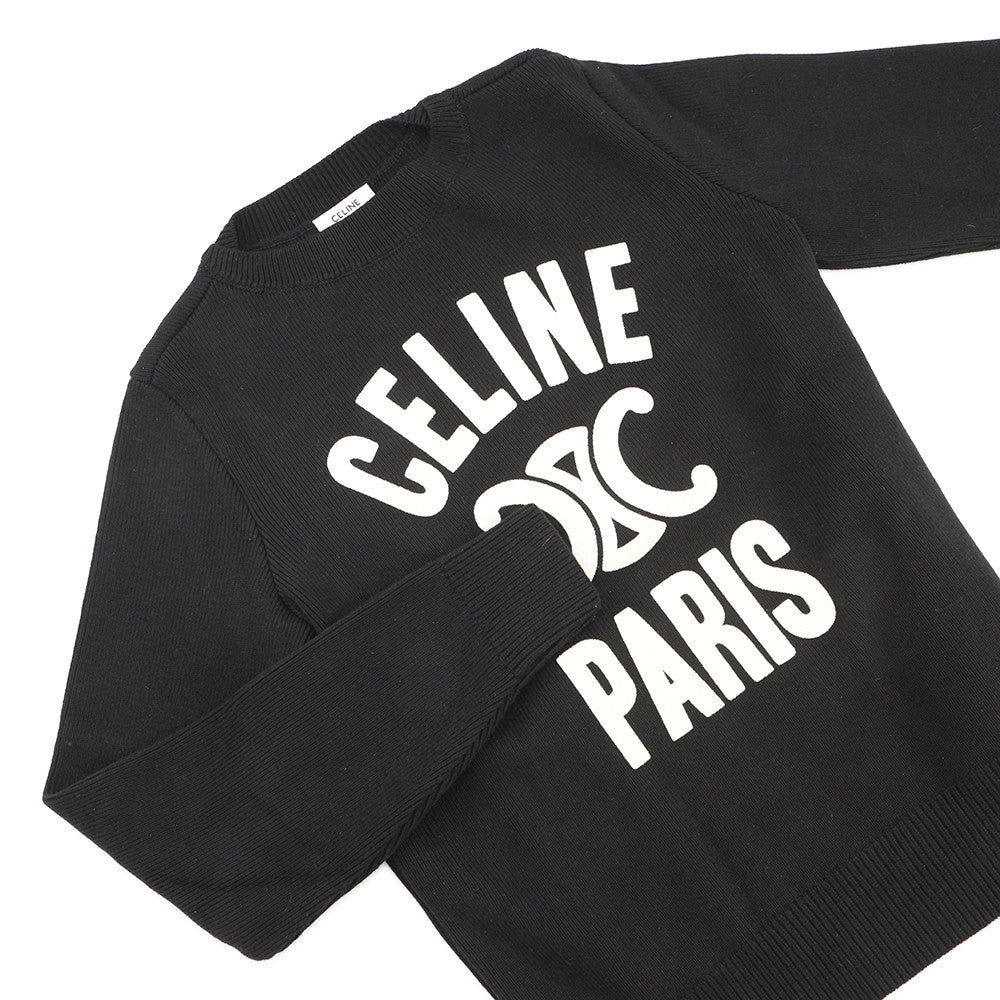 CELINE logo boat neck sweater Size XS Black / Off-whiteRY06J0U62.38OW Wool 53% Cashmere47%