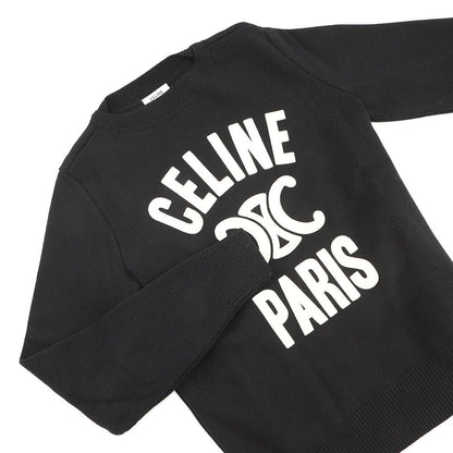 CELINE logo boat neck sweater Size XS Black / Off-whiteRY06J0U62.38OW Wool 53% Cashmere47%