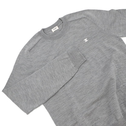 CELINE Triomphe crew neck sweater Size XS Medium Gray2AH80322U.09GM Wool 100%