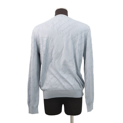 Berluti Diagonal Scritto Sweater Size L TitaniumBlueR27KRL228 Silk55% Cotton45%