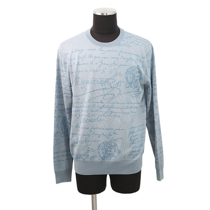 Berluti Scritto crew neck sweater Size L Pearl blueR26KRL198-001 Wool 99% Nylon1%