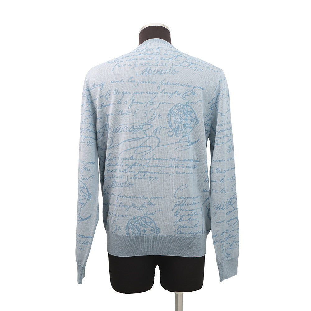 Berluti Scritto crew neck sweater Size L Pearl blueR26KRL198-001 Wool 99% Nylon1%