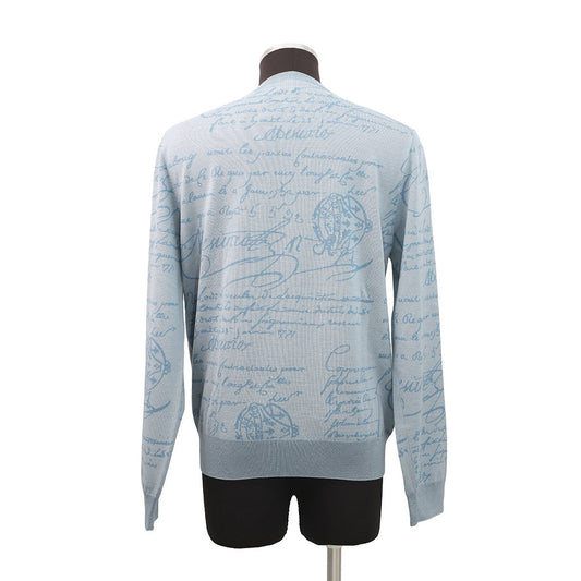 Berluti Scritto crew neck sweater Size L Pearl blueR26KRL198-001 Wool 99% Nylon1%