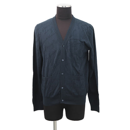 Berluti Scritto Jacquard Cardigan Size M Cold Night BlueR27KCL81 Silk55% Cotton45%